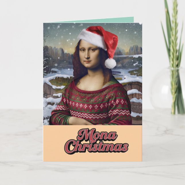 Tarjeta Festiva Navidades de Mona Lisa Sweater (Anverso)