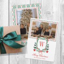 Navidades de monograma acuarela Escudo topiario Fo