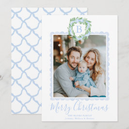 Tarjeta Festiva Navidades de monograma de la abuela Wreath Bow