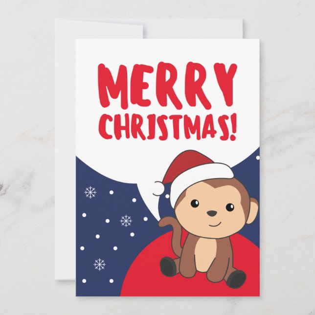 Tarjeta Festiva Navidades de monos Nieve Animales de Invierno Feri (Anverso)