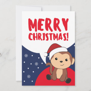 Tarjeta Festiva Navidades de monos Nieve Animales de Invierno Feri