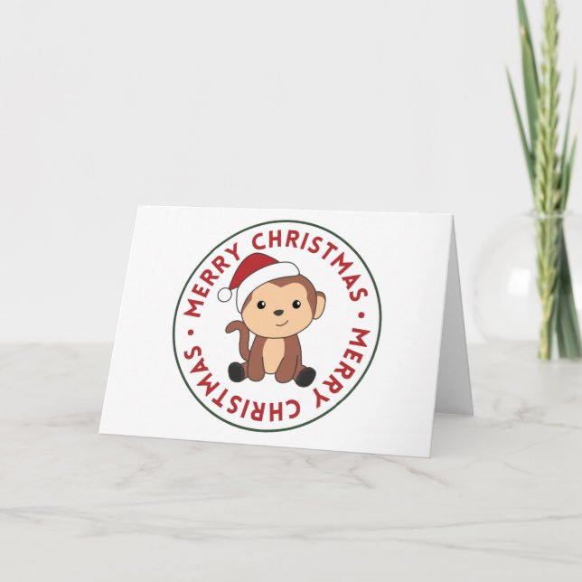 Tarjeta Festiva Navidades de monos Nieve Animales de Invierno Feri (Anverso)