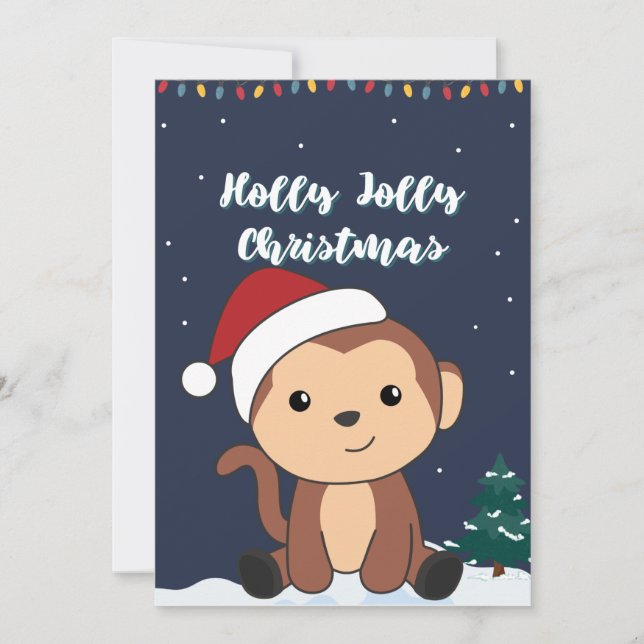 Tarjeta Festiva Navidades de monos Nieve Animales de Invierno Feri (Anverso)