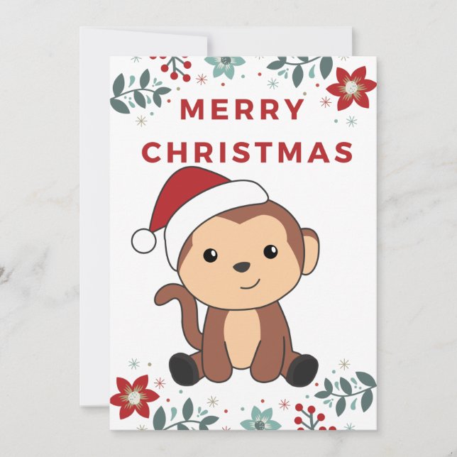 Tarjeta Festiva Navidades de monos Nieve Animales de Invierno Feri (Anverso)
