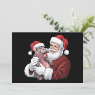 Tarjeta Festiva Navidades de Moodeng Funny Vintage Santa Claus
