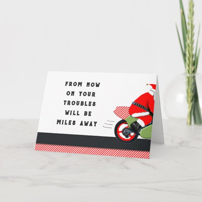 Tarjeta Festiva Navidades de motocicleta (Anverso)