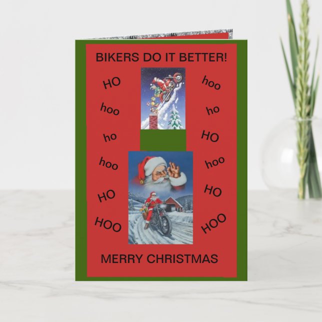 Tarjeta Festiva Navidades de motocicletas Card/Bikers lo hacen mej (Anverso)