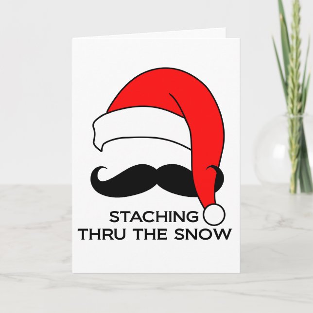 Tarjeta Festiva Navidades de Mustache - Pasando la nieve (Anverso)