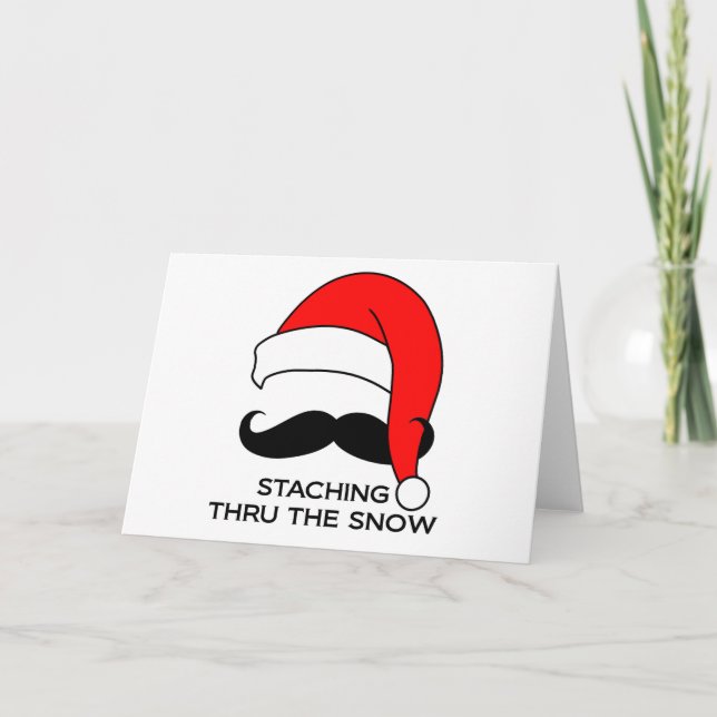 Tarjeta Festiva Navidades de Mustache - Pasando la nieve (Anverso)