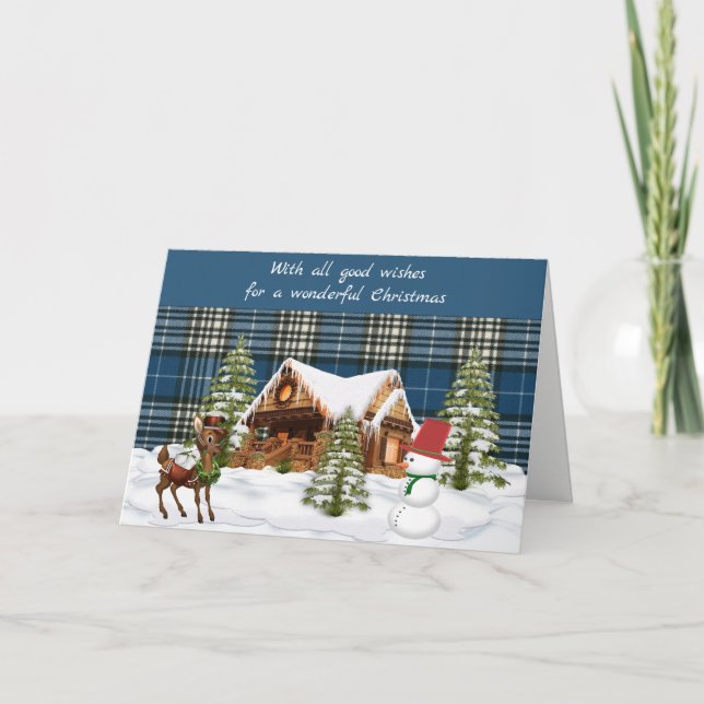 Tarjeta Festiva Navidades de Napier Modern Tartan (Anverso)