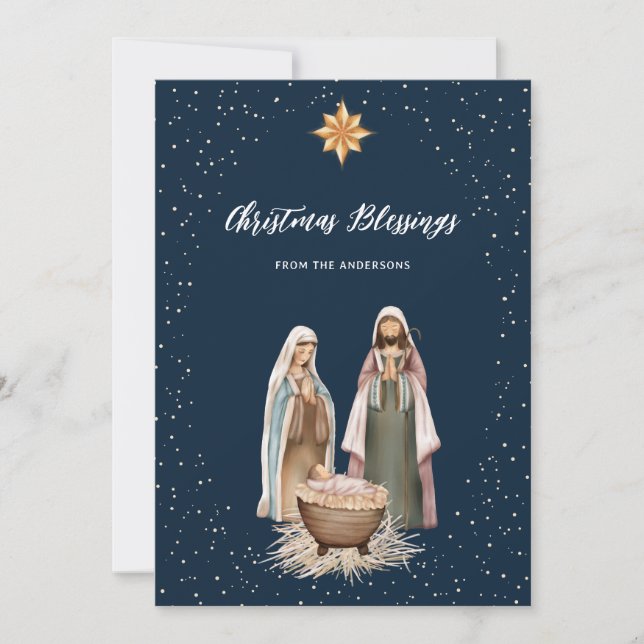 Tarjeta Festiva Navidades de Natividad Cristiana de Niño Jesús (Anverso)