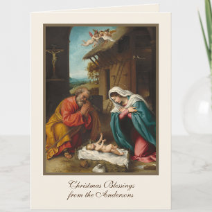Tarjeta Festiva Navidades de Natividad Jesús Virgen María San José