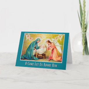 Tarjeta Festiva Navidades de Natividad Virgen María Jesús Ángel
