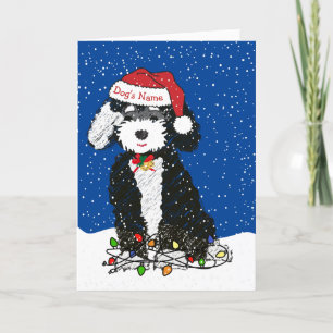 Tarjeta Festiva Navidades de Naughty Bernedoodle Personalizados