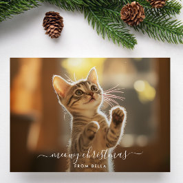 Tarjeta Festiva Navidades de Naughty Meowy Graciosamente Fotografí