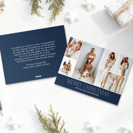 Tarjeta Festiva Navidades de NAVY Elegant 6 Collage Photo message