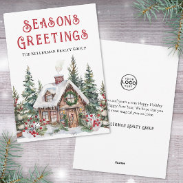 Tarjeta Festiva Navidades de negocios de acuarela de invierno fest