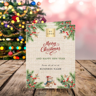 Tarjeta Festiva Navidades de negocios de fotografía de pino red be
