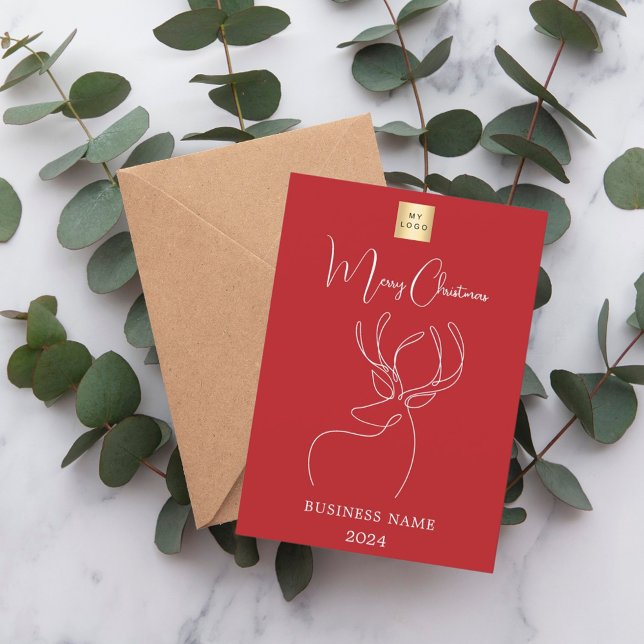 Tarjeta Festiva Navidades de negocios de renos abstractos de raza  (Subido por el creador)