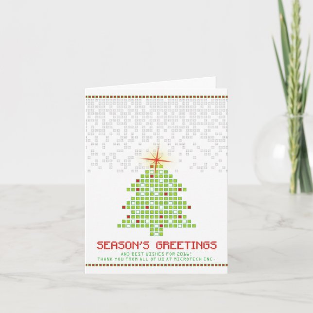 Tarjeta Festiva Navidades de negocios de videojuegos de píxeles de (Anverso)