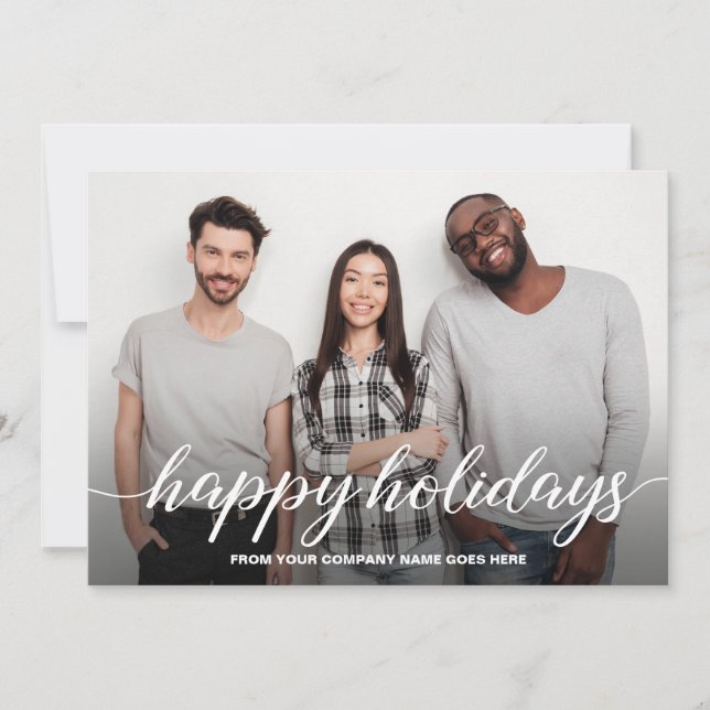 Tarjeta Festiva Navidades de negocios Foto Felices Fiestas (Anverso)