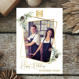 Tarjeta Festiva Navidades de negocios fotografía geométrica de oro