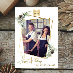 Tarjeta Festiva Navidades de negocios fotografía geométrica de oro