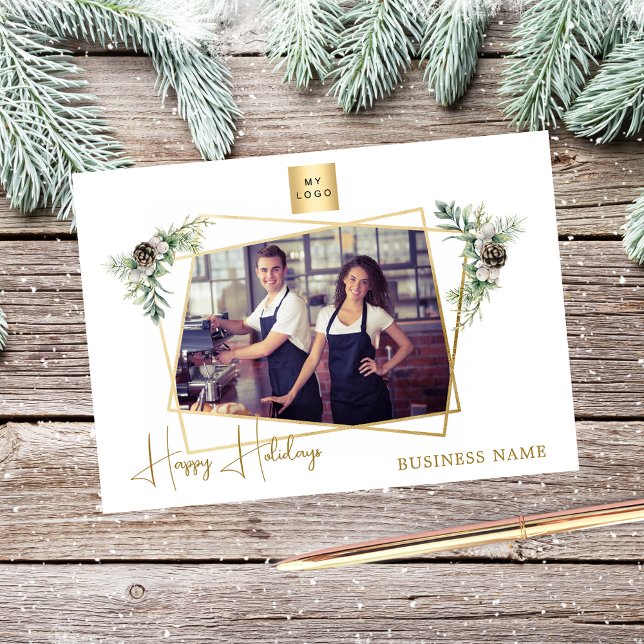 Tarjeta Festiva Navidades de negocios fotografía geométrica de oro (Subido por el creador)
