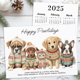 Tarjeta Festiva Navidades de negocios mascotas 2025 Mascotas de ga