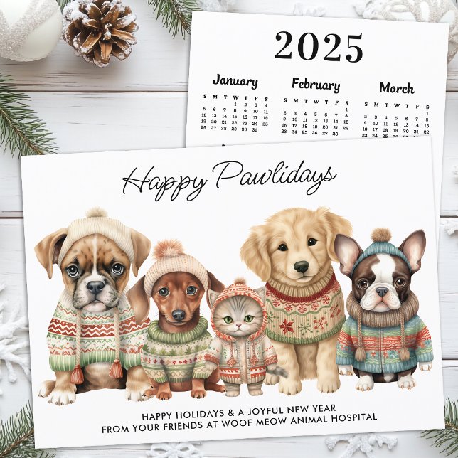 Tarjeta Festiva Navidades de negocios mascotas 2025 Mascotas de ga (Subido por el creador)