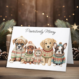 Tarjeta Festiva Navidades de negocios mascotas adoran a Mascotas d