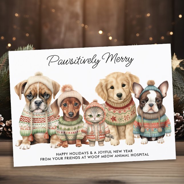 Tarjeta Festiva Navidades de negocios mascotas adoran a Mascotas d (Subido por el creador)