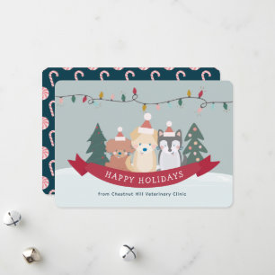 Tarjeta Festiva Navidades de negocios Mascotas de perros de Santa