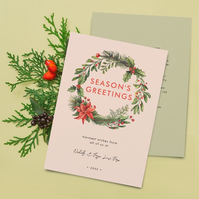 Tarjeta Festiva Navidades de negocios Wreath festiva (Business Christmas Festive Wreath Holiday Card)