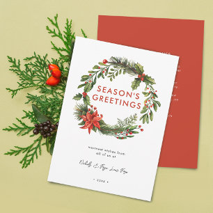 Tarjeta Festiva Navidades de negocios Wreath festiva
