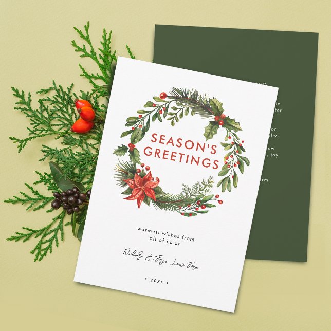 Tarjeta Festiva Navidades de negocios Wreath festiva (Business Christmas Festive Wreath Holiday Card)