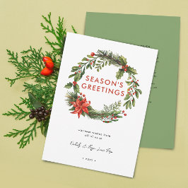 Tarjeta Festiva Navidades de negocios Wreath festiva