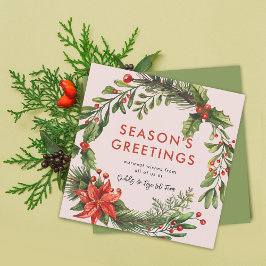 Tarjeta Festiva Navidades de negocios Wreath festiva