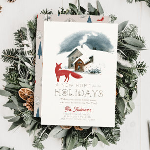 Tarjeta Festiva Navidades de New Home House Fox Winterscape