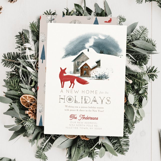 Tarjeta Festiva Navidades de New Home House Fox Winterscape (Subido por el creador)