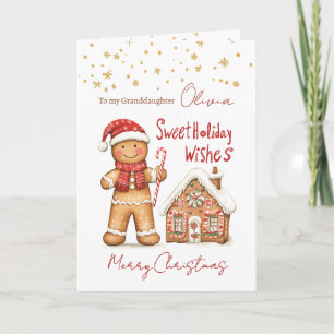 Tarjeta Festiva Navidades de nietas de la casa del hombre de Ginge