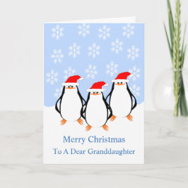 Tarjeta Festiva Navidades de nietas de Pingüinos