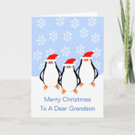 Tarjeta Festiva Navidades de nietos de Pingüinos
