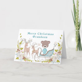 Tarjeta Festiva Navidades de nietos graciosos y pequeños con un ti