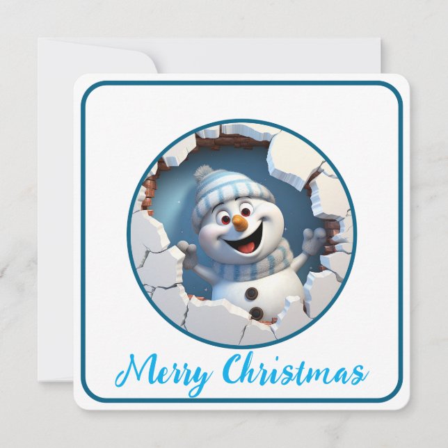 Tarjeta Festiva Navidades de nieve a través de la pared ilustrados (Anverso)