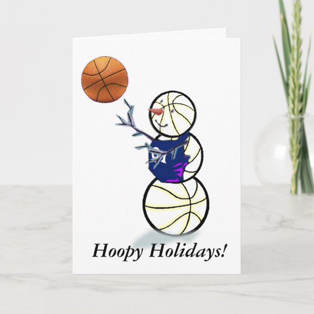 Tarjeta Festiva Navidades de Nieve de Baloncesto (Anverso)