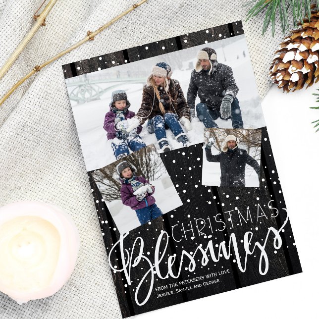 Tarjeta Festiva Navidades de nieve de granero rústico  bendición f (Subido por el creador)