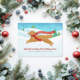 Tarjeta Festiva Navidades de Nieve de Perro Cuadrillo Recuperador 