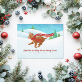Tarjeta Festiva Navidades de Nieve de Perro Cute Chihuahua