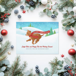 Tarjeta Festiva Navidades de Nieve de Perro Cute Chihuahua